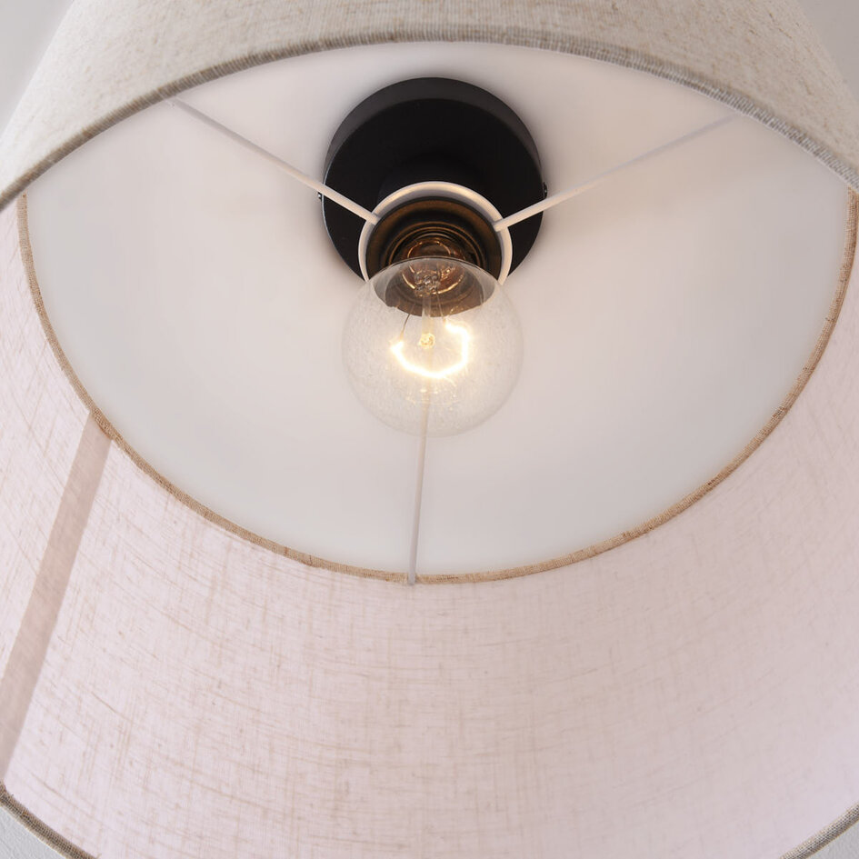 Nowoczesna lampa sufitowa Linho z okrągłym kloszem z tkaniny