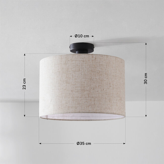 Nowoczesna lampa sufitowa Linho z okrągłym kloszem z tkaniny