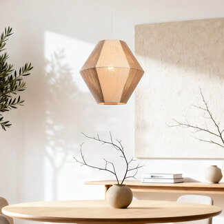 Naturalna lampa wisząca Tarima w plecionych kolorach kremowym i kawowym - bawełna