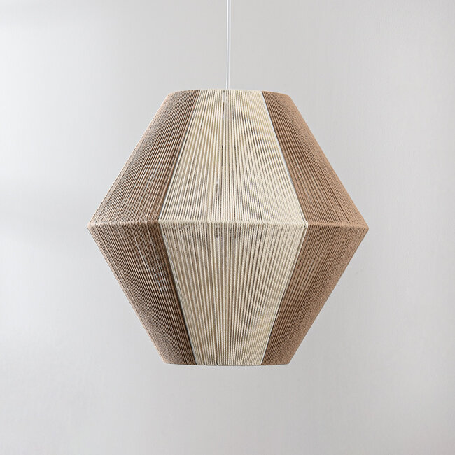 Naturalna lampa wisząca Tarima w plecionych kolorach kremowym i kawowym - bawełna