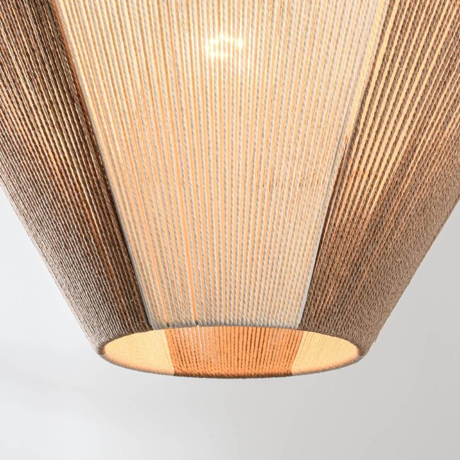 Naturalna lampa wisząca Tarima w plecionych kolorach kremowym i kawowym - bawełna