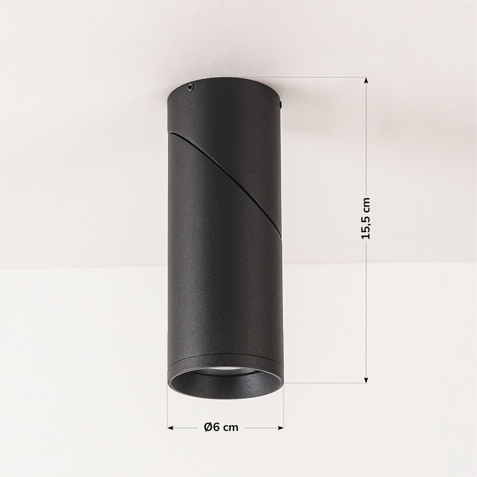 Regulowany reflektor natynkowy Minar – czarny Ø6 cm