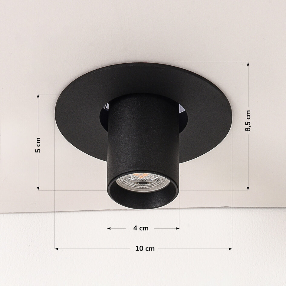 Regulowany reflektor wpuszczany – czarny Ø10 cm