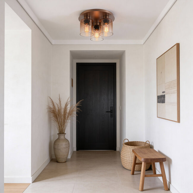 Lampa sufitowa Lyo z trzema szklanymi kloszami w brązowym efekcie ombre
