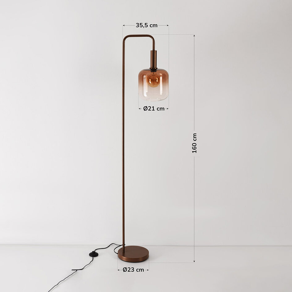 Lampa podłogowa Piedi ze szkłem ombre w kolorze brązowym
