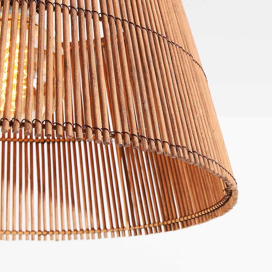 Lampa sufitowa Tami w ciepłym brązie z bambusowym kloszem