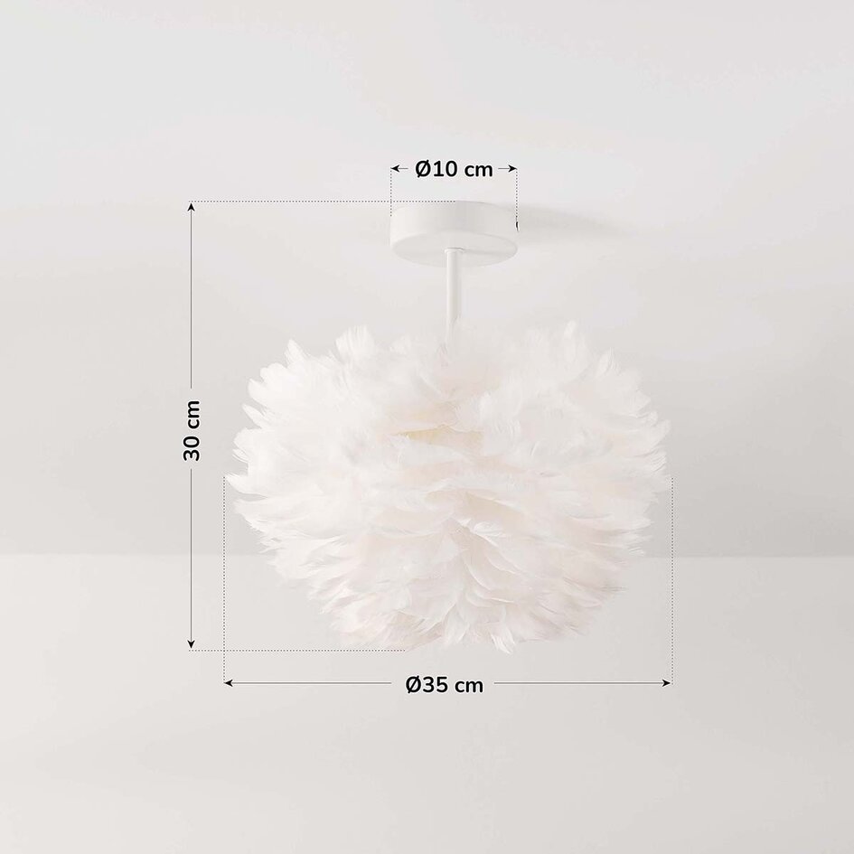 Elegancka lampa sufitowa Roselle z białymi piórami