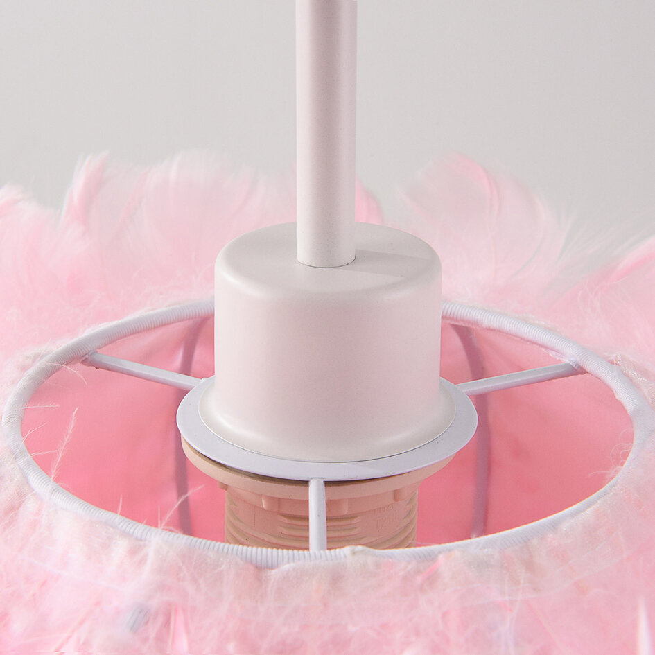 Elegancka lampa sufitowa Roselle z różowymi piórami