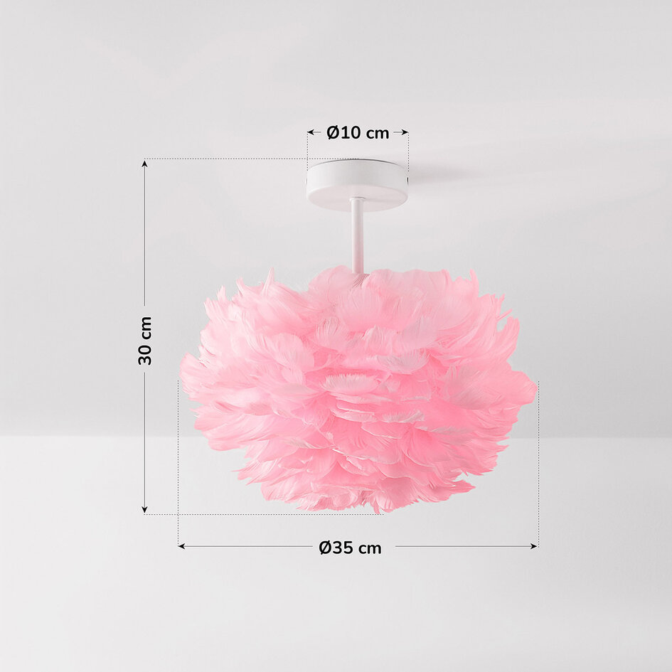 Elegancka lampa sufitowa Roselle z różowymi piórami