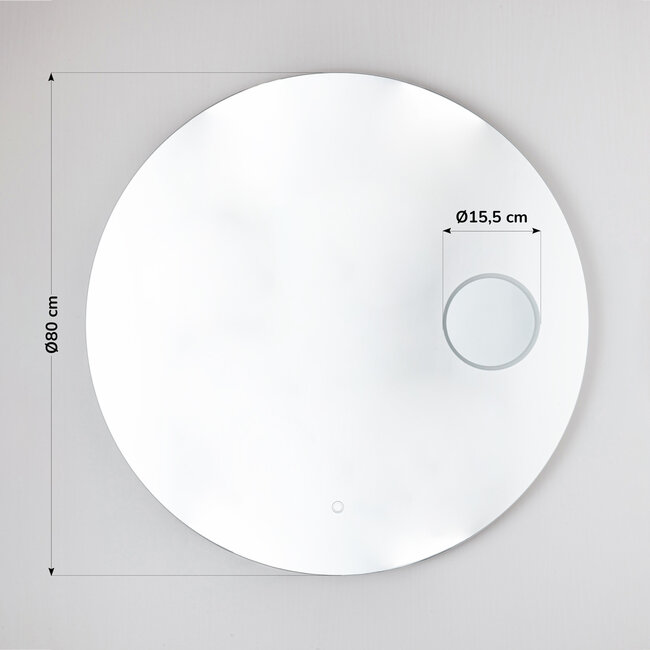 Lustro łazienkowe Lustra Ø80 cm – ściemnianie dotykowe, regulacja koloru z ogrzewaniem