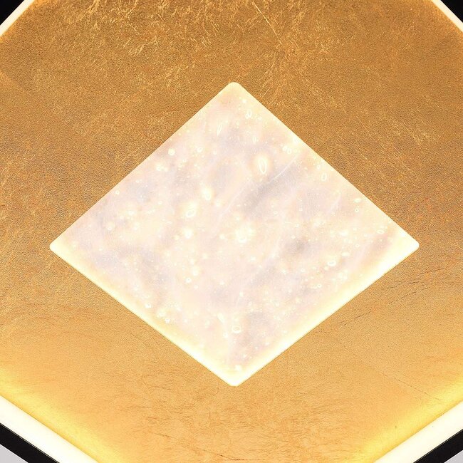 Lampa sufitowa Cercal 30 × 30 cm czarna z efektem złota płatkowego i 3-stopniowo ściemnialna