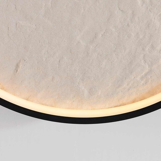 Lampa sufitowa Cercul Ø40 cm czarna ze złamaną bielą z efektem kamienia i 3-stopniowo ściemnialne