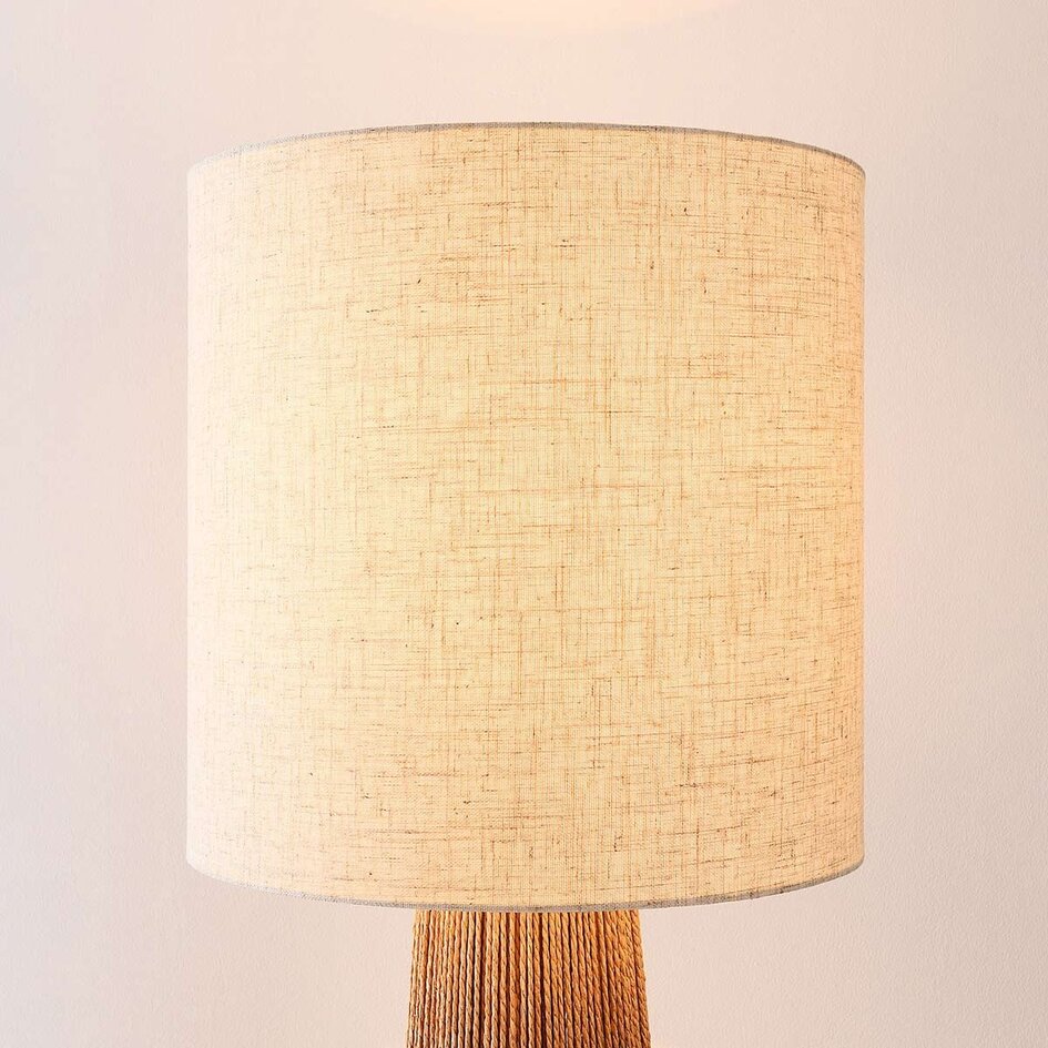 Lampa podłogowa Papira z lnianym kloszem