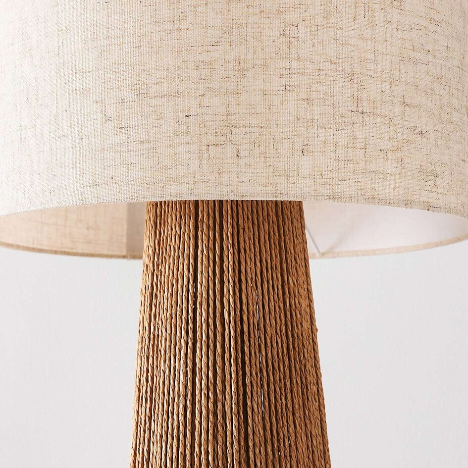 Lampa podłogowa Papira z lnianym kloszem