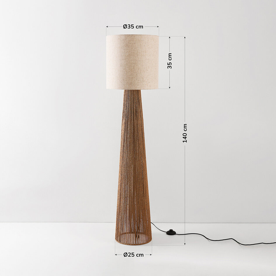 Lampa podłogowa Papira z lnianym kloszem