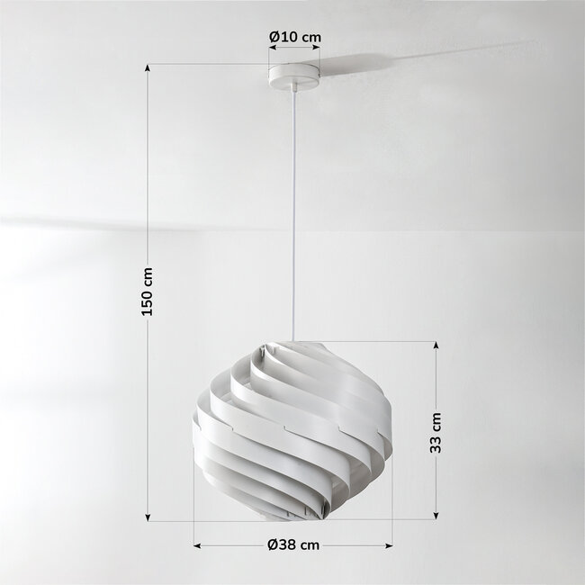 Biała lampa wisząca Perla z warstwowym designem z żelaza