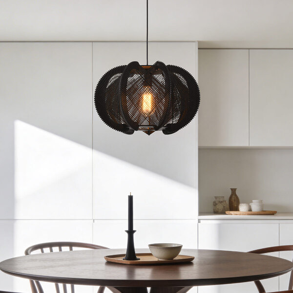 Lampa wisząca Wildlum ze sznura bawełnianego, czarna
