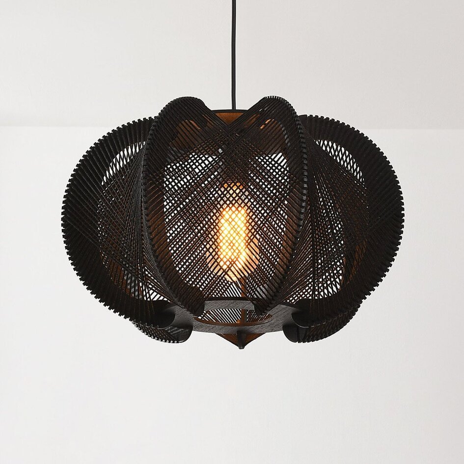 Lampa wisząca Wildlum ze sznura bawełnianego, czarna