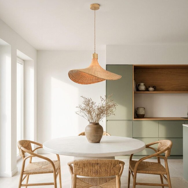 Lampa wisząca Flima z naturalnym bambusowym kloszem - 53 cm