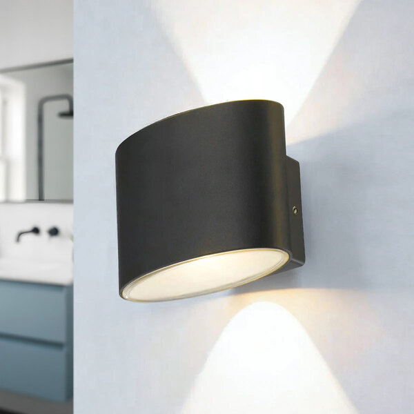 Kinkiet łazienkowy Faye czarny z up & downlight