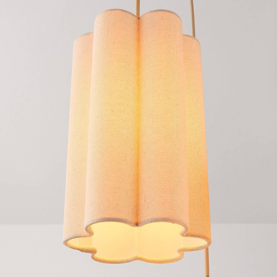 Lampa wisząca Orva z 3 światłami z beżowego lnu