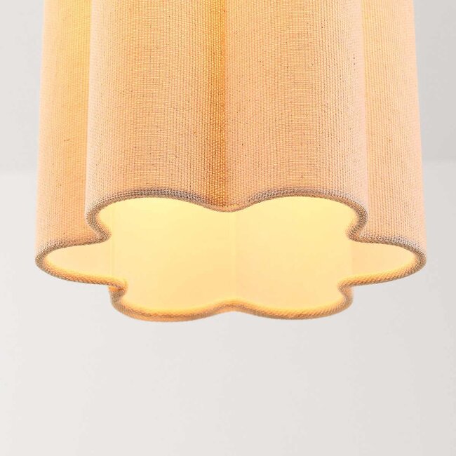 3 światła nowoczesna lampa wisząca Orza z beżowego lnu