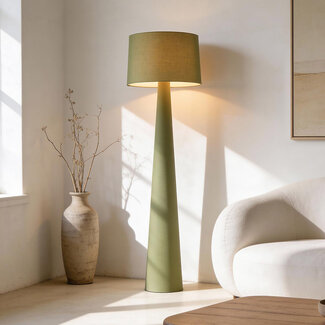 Lampa podłogowa Rumi z zielonej tkaniny