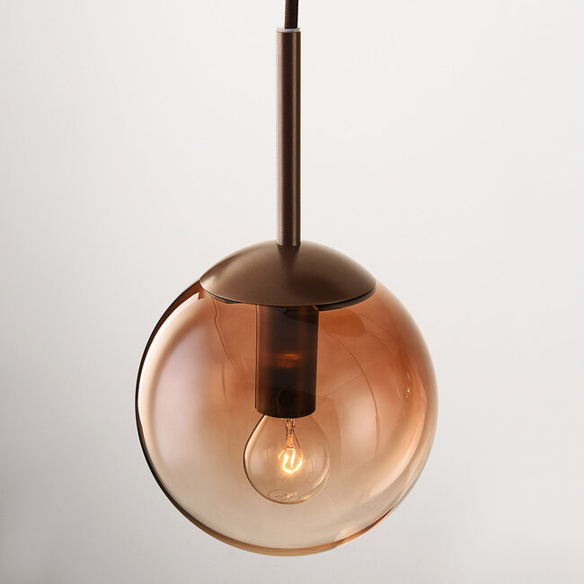 Lampa wisząca Nira z brązowymi szklanymi kulami ombre, 5 światła