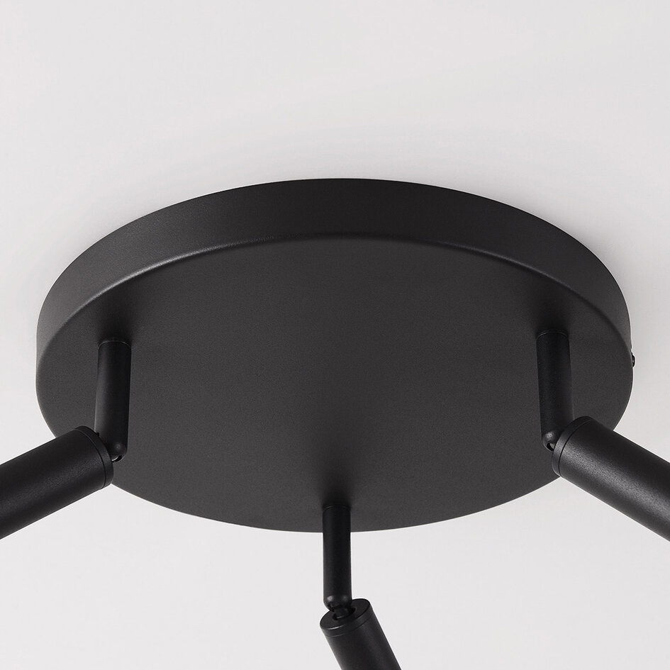 Czarna lampa sufitowa Dora z trzema regulowanymi reflektorami