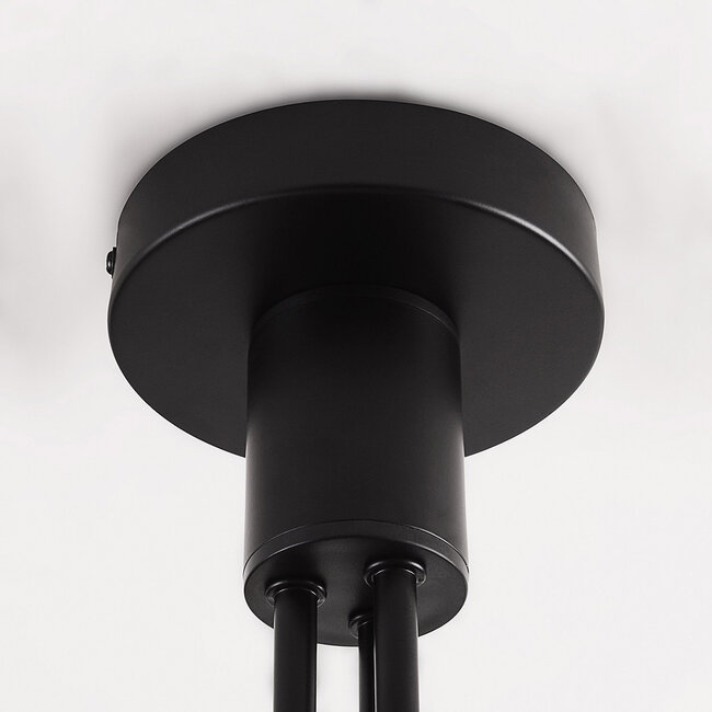 Lampa sufitowa Leon w czarnym kolorze ze szkłem bursztynowym, 6-światło