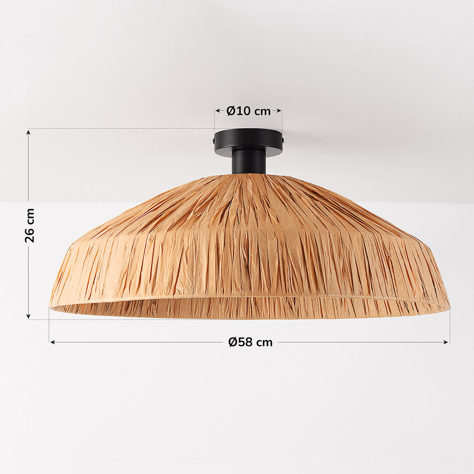 Lampa sufitowa Boho Baro z naturalnego papieru rafia Ø58