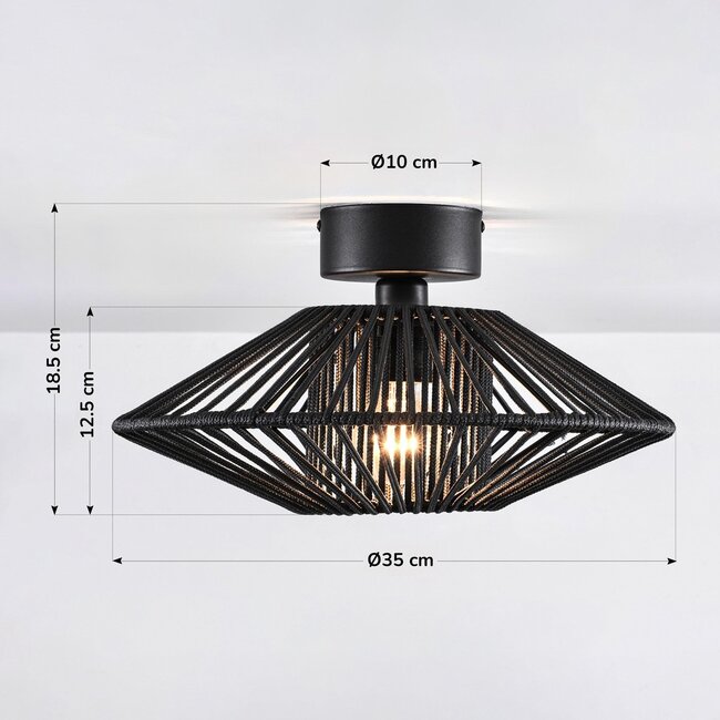 Lampa łazienkowa Woven z plecionego sznura - czarna