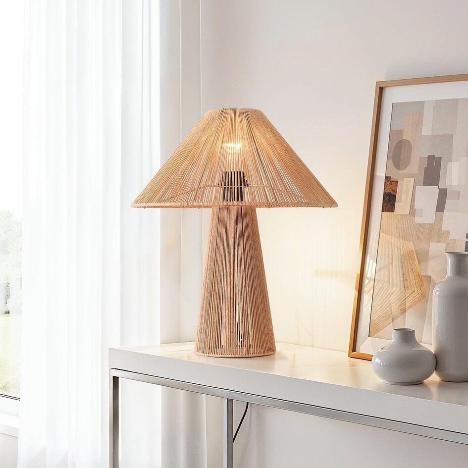 Lampa stołowa Boho Naito z naturalnego plecionego sznurka