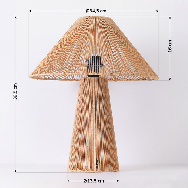 Lampa stołowa Boho Naito z naturalnego plecionego sznurka