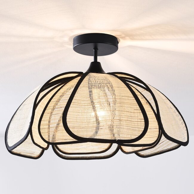 Design lampa sufitowa Yama - len z czarnym wykończeniem