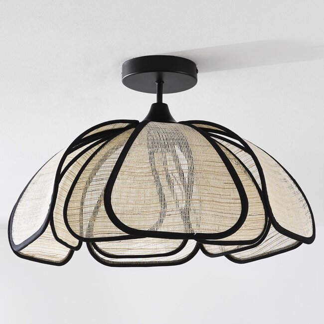 Design lampa sufitowa Yama - len z czarnym wykończeniem