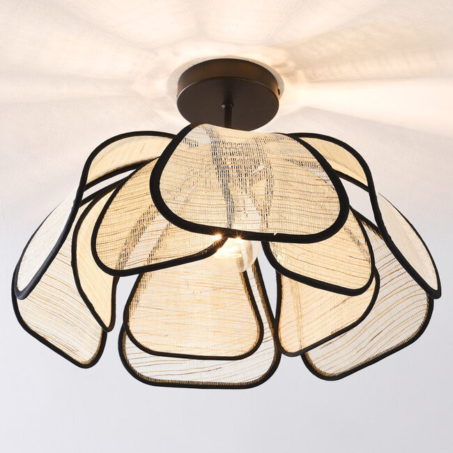 Design lampa sufitowa Yama - len z czarnym wykończeniem