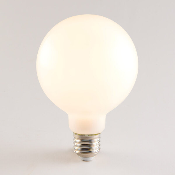 7W Lampa LED E27 XL, 2700K, mlecznobiałe szkło, Ø95 mm - ściemnialne