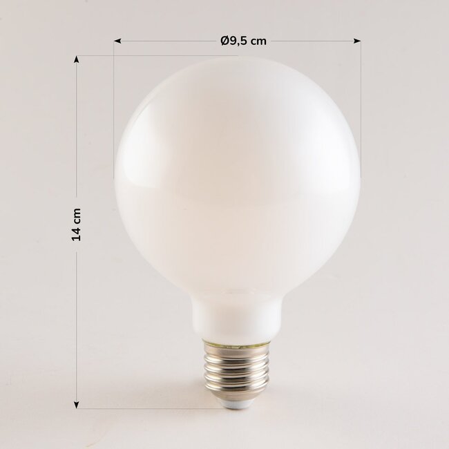 7W Lampa LED E27 XL, 2700K, mlecznobiałe szkło, Ø95 mm - ściemnialne