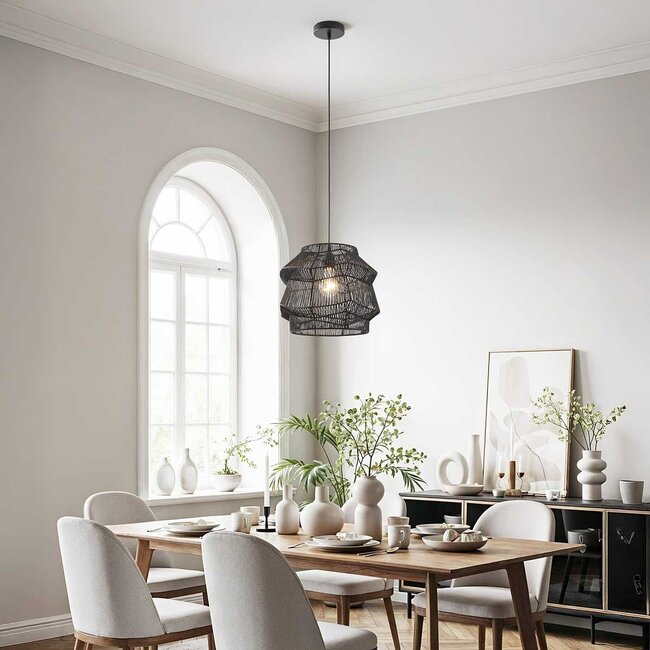 Lampa wisząca Suna w stylu boho z plecionego papieru