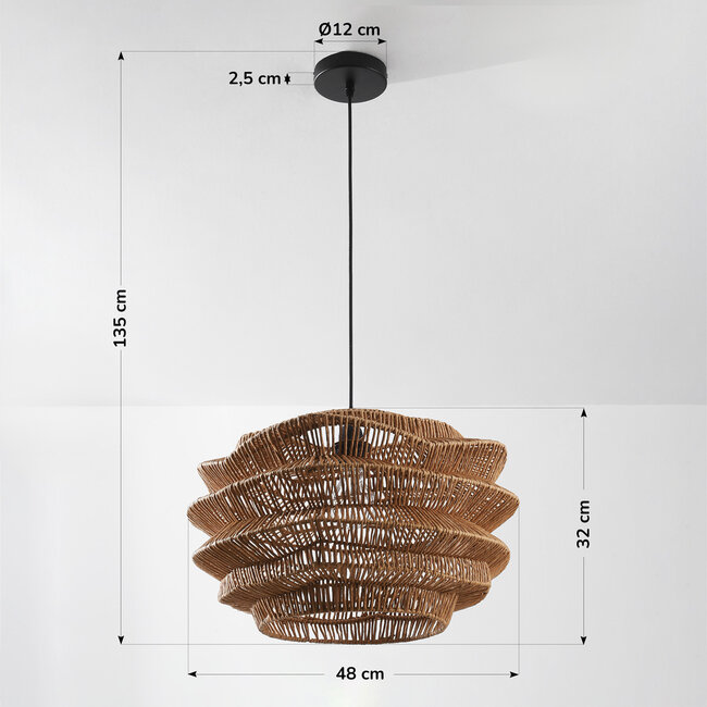 Design lampa wisząca Kanso z naturalnego plecionego papieru