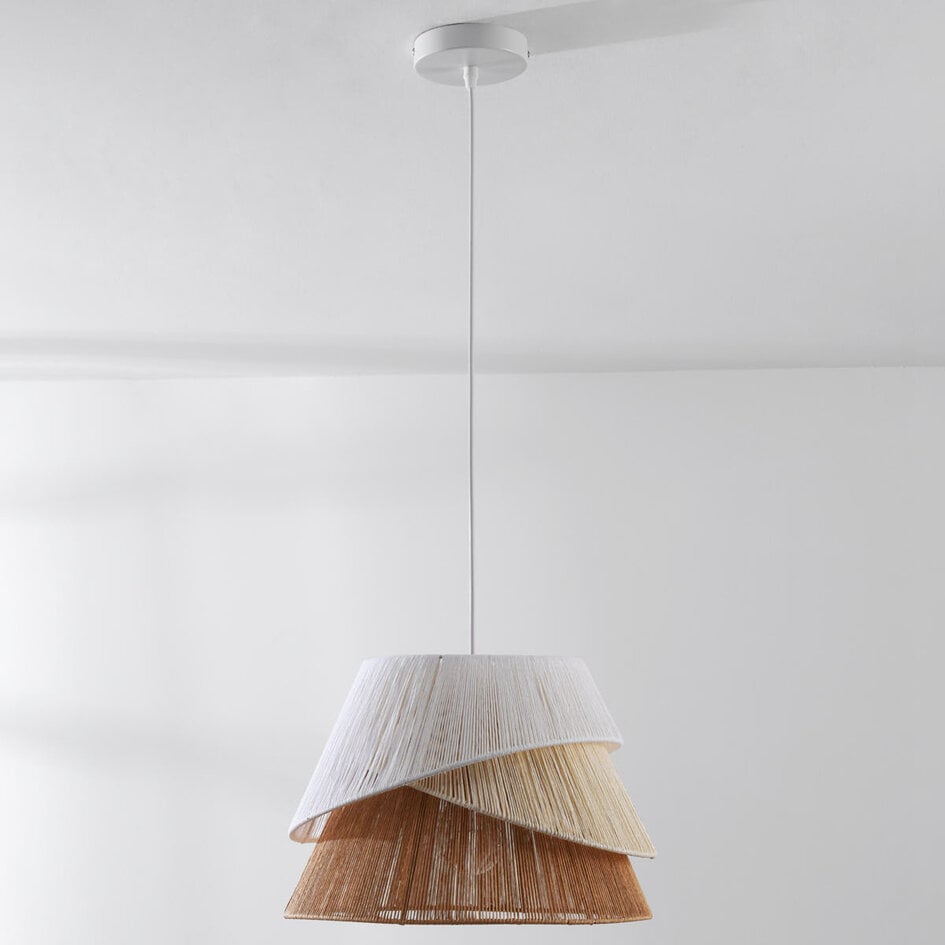Lampa wisząca Toku z warstwami plecionego papieru w naturalnych odcieniach