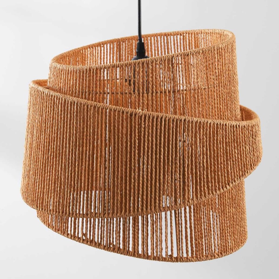 Lampa wisząca Arumo z naturalnego, plecionego papieru w kształcie spirali