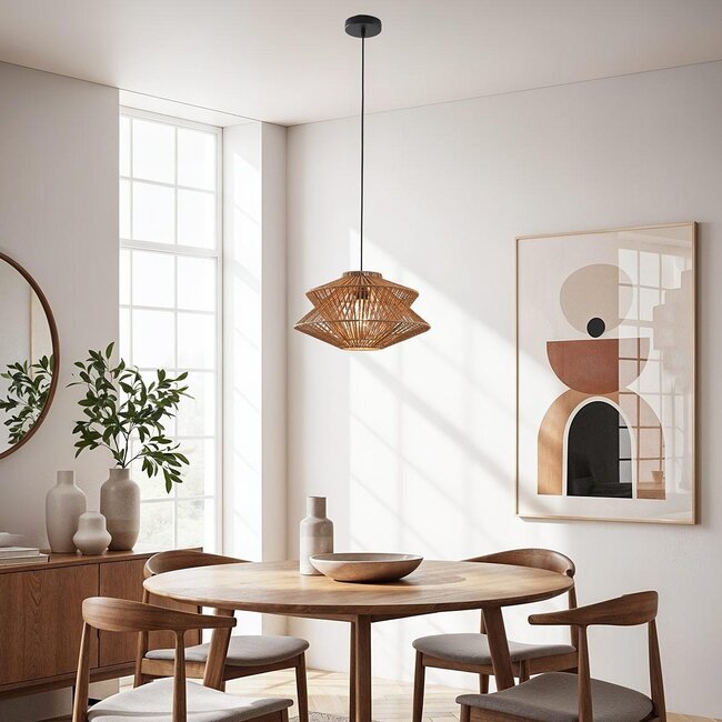 Naturalna lampa wisząca boho Takea z liny