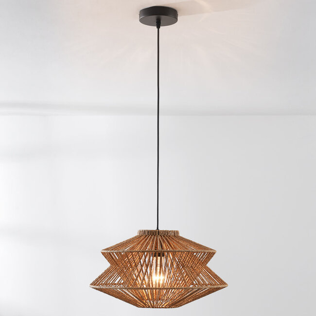 Naturalna lampa wisząca boho Takea z liny