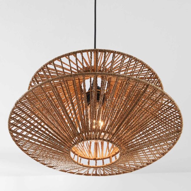 Naturalna lampa wisząca boho Takea z liny