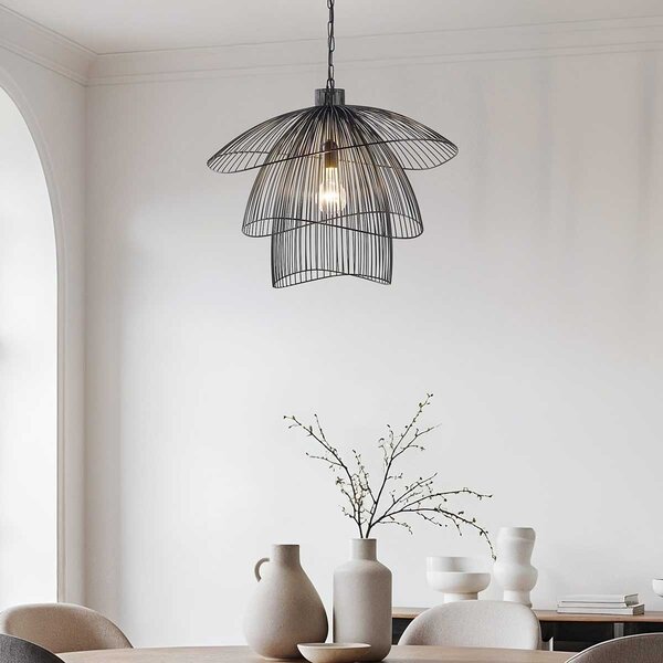 Designerska lampa wisząca Oria czarna z metalowymi warstwami