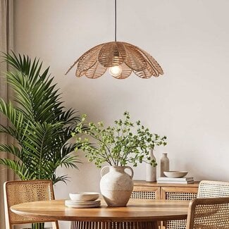 Naturalna lampa wisząca boho Tawi z otwartym kloszem