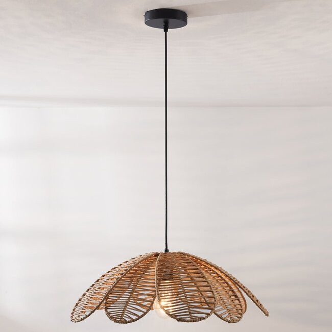 Naturalna lampa wisząca boho Tawi z otwartym kloszem