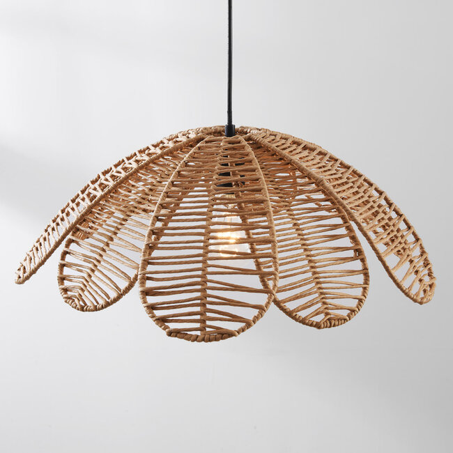 Naturalna lampa wisząca boho Tawi z otwartym kloszem